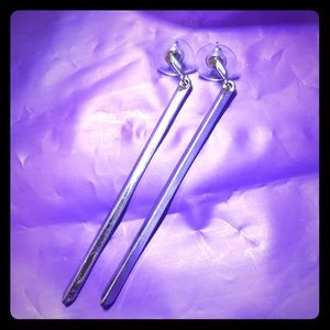 Silver stick drop earrings